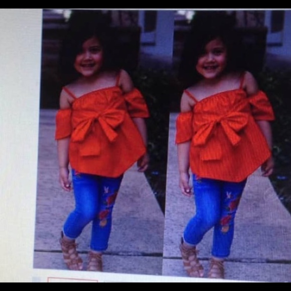 Girl suit red suspender jacket rose jeans